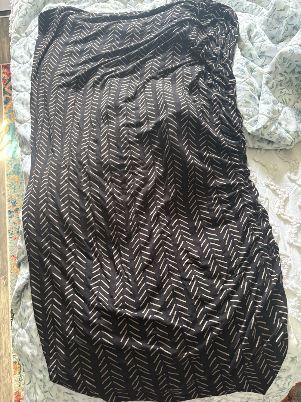 Kyte BABY crib or toddler fitted bed sheet in midnight herringbone